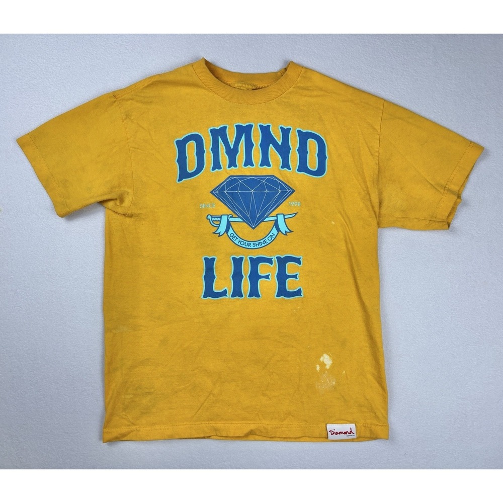 Diamond Supply Co DMND Life Yellow Tee Size Medium Skate Distessed